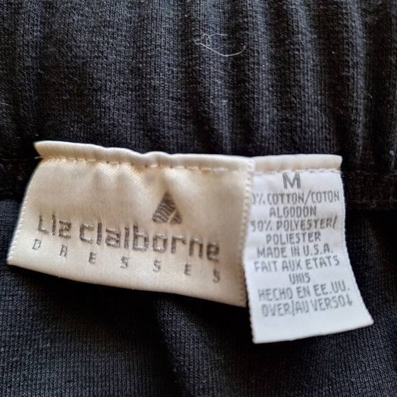 Liz Claiborne Skirt SzM Cotton Polyester Black Elastic Waist Knee Length - Picture 3 of 6